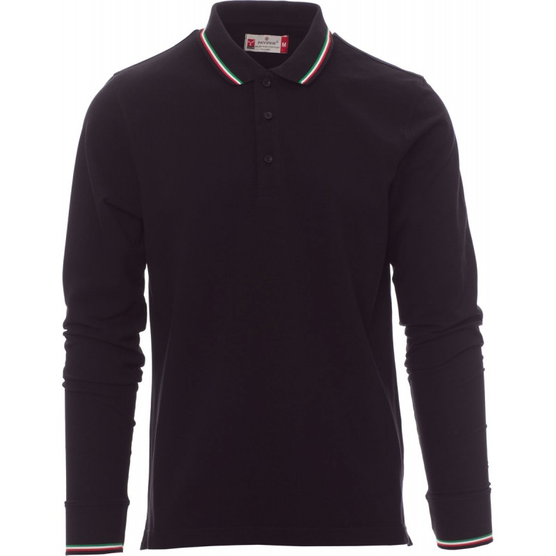 Aviazione - Polo manica lunga in cotone unisex - nero