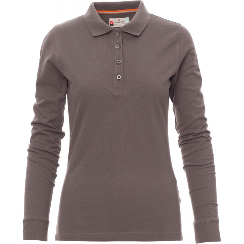 Florence Lady - Polo manica lunga in cotone donna - smoke