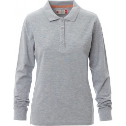 Florence Lady Melange - Polo manica lunga in cotone donna - grigio melange