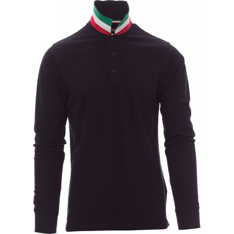 Long Nation - Polo manica lunga in cotone - blu navy