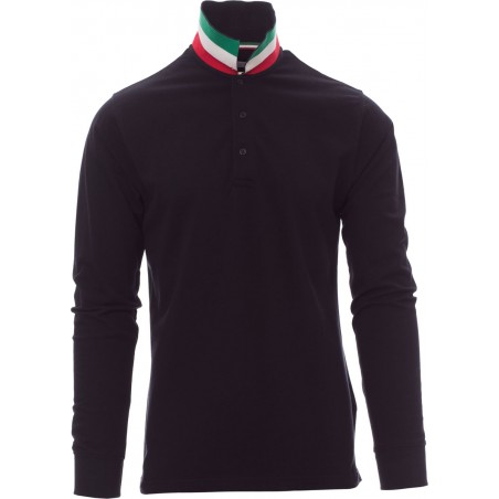 Long Nation - Polo manica lunga in cotone - blu navy