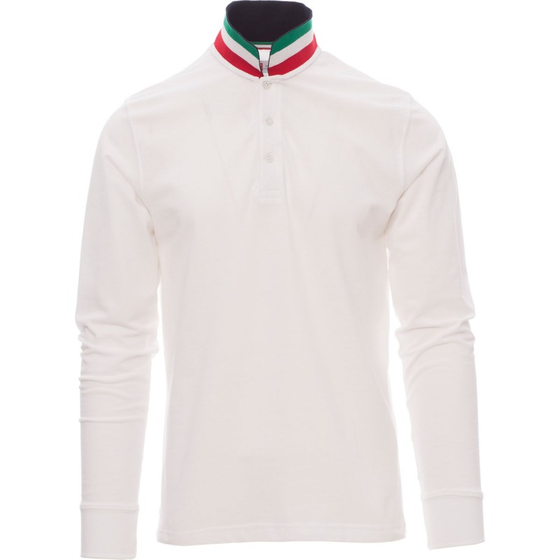 Long Nation - Polo manica lunga in cotone - bianco