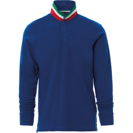 Long Nation - Polo manica lunga in cotone - blu royal