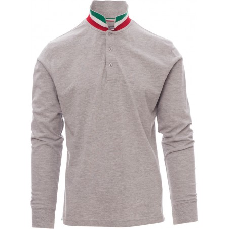 Long Nation Melange - Polo manica lunga in cotone - grigio melange