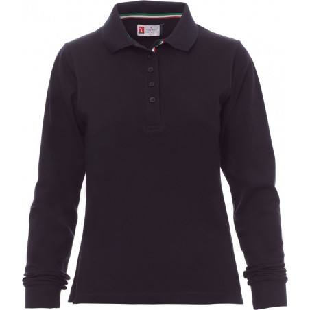 Long Nation Lady - Polo manica lunga in cotone donna - blu navy