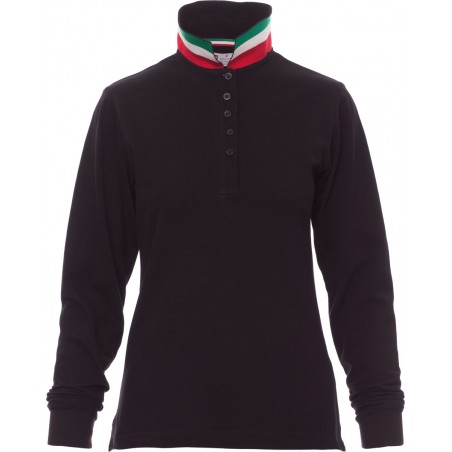 Long Nation Lady - Polo manica lunga in cotone donna - nero