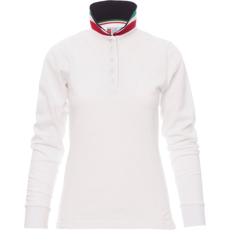 Long Nation Lady - Polo manica lunga in cotone donna - bianco