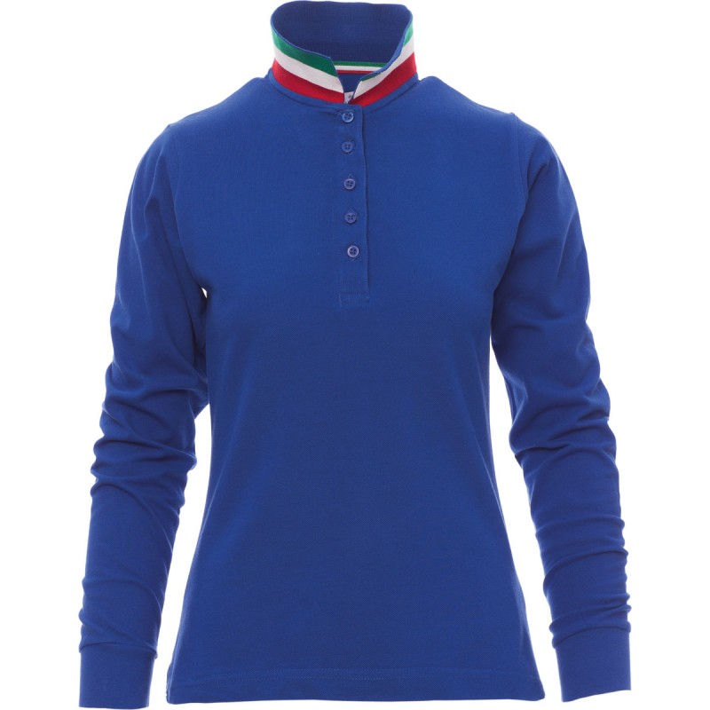 Long Nation Lady - Polo manica lunga in cotone donna - blu royal