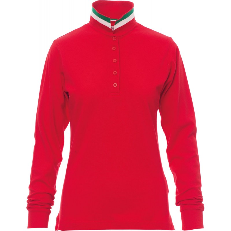 Long Nation Lady - Polo manica lunga in cotone donna - rosso