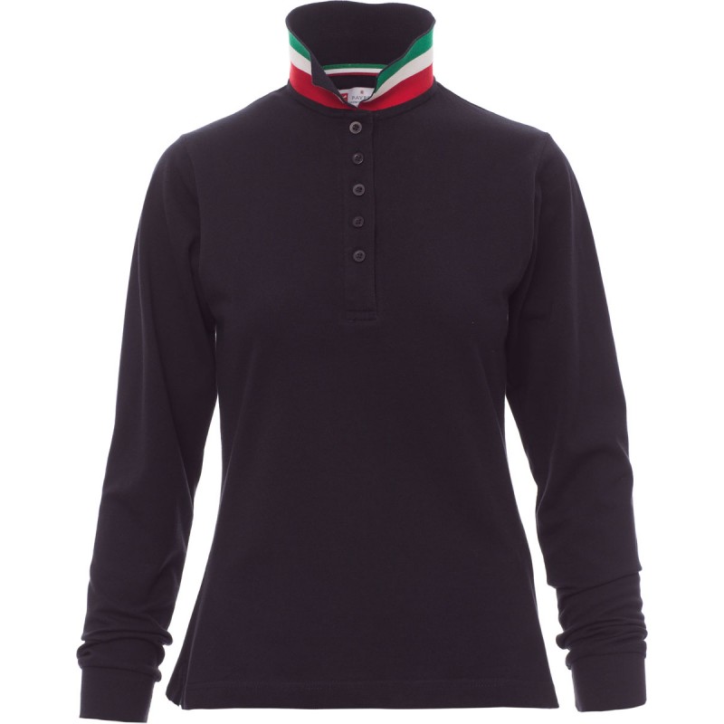 Long Nation Lady - Polo manica lunga in cotone donna - blu navy