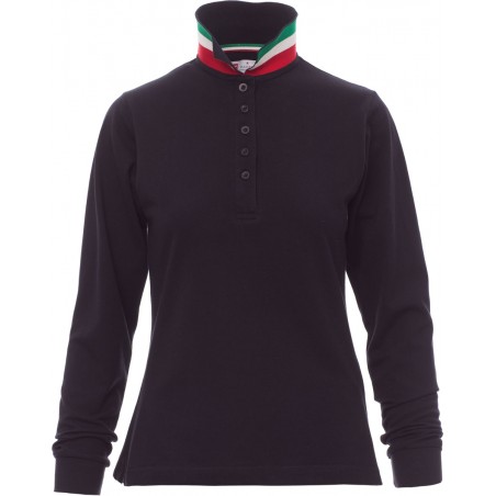 Long Nation Lady - Polo manica lunga in cotone donna - blu navy