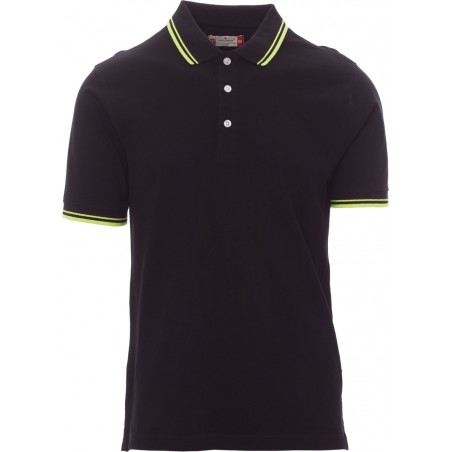 Skipper - Polo manica corta in cotone - nero/giallo neon