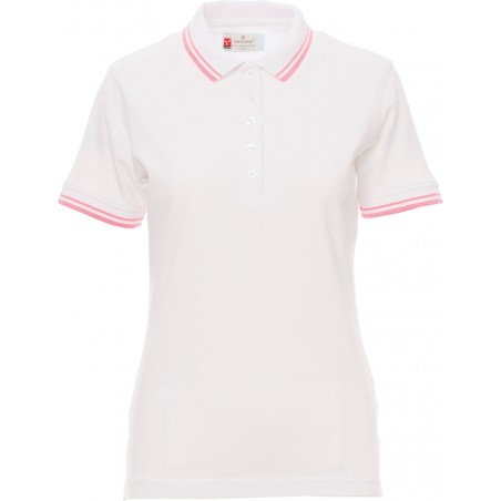 Skipper Lady - Polo manica corta in cotone donna - bianco/fuxia neon