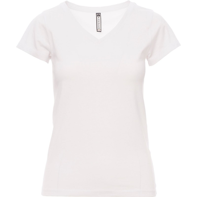 Fencer - T-shirt con ampio collo a V in cotone donna - bianco
