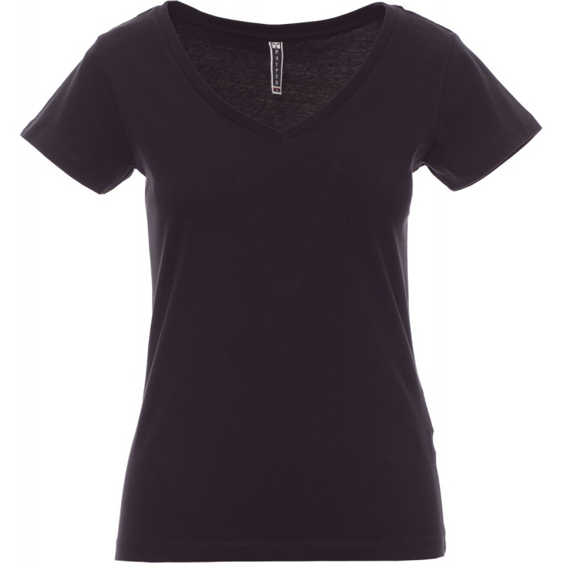 Fencer - T-shirt con ampio collo a V in cotone donna - nero