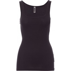 Look - Canotta con ampio girocollo in cotone donna - nero