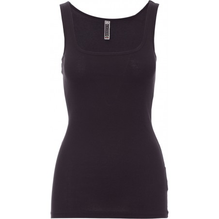 Look - Canotta con ampio girocollo in cotone donna - nero