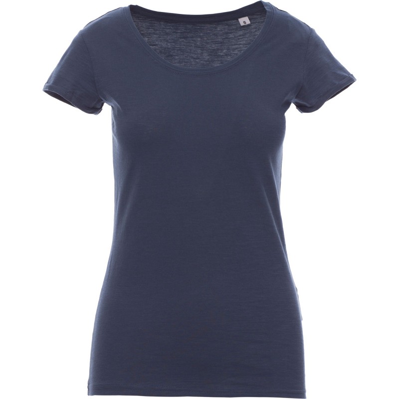 Party Lady - T-shirt con ampio girocollo in cotone - blu denim
