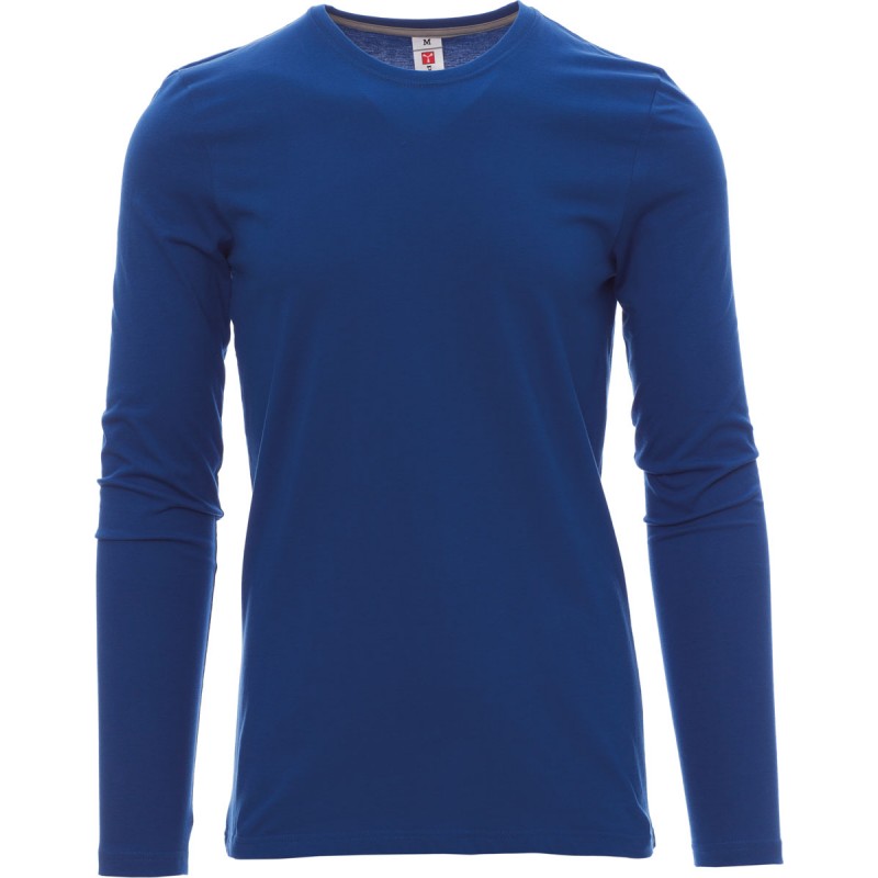 Pineta - T-shirt manica lunga girocollo in cotone - blu royal