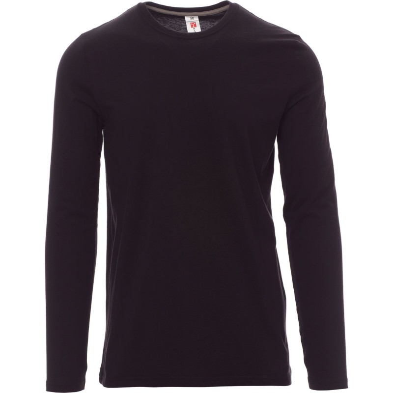 Pineta - T-shirt manica lunga girocollo in cotone - nero