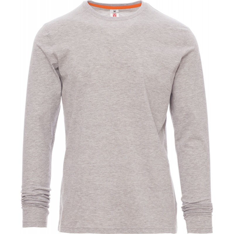 Pineta Melange - T-shirt manica lunga girocollo in cotone - grigio melange