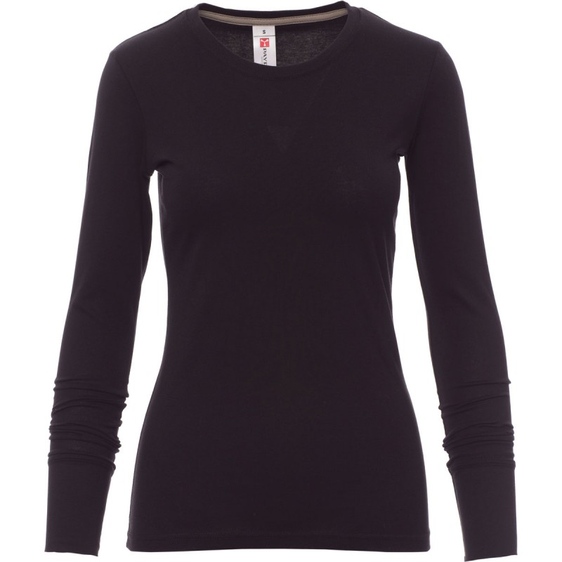 Pineta Lady - T-shirt manica lunga girocollo in cotone - nero