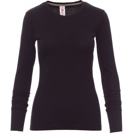 Pineta Lady - T-shirt manica lunga girocollo in cotone - nero