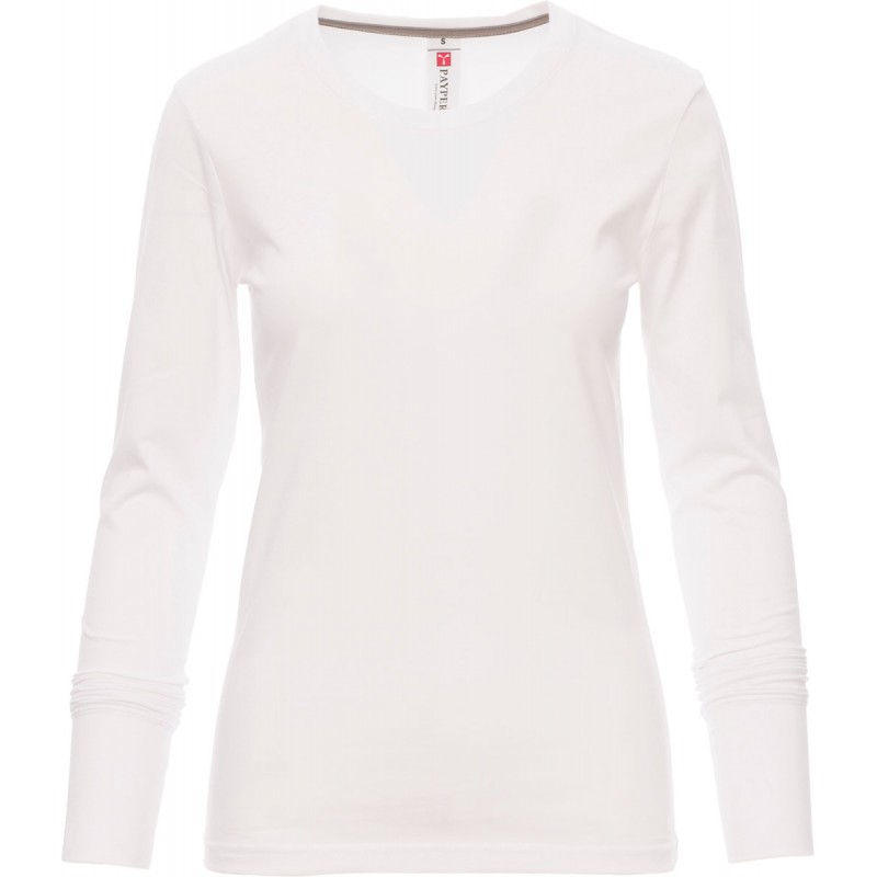 Pineta Lady - T-shirt manica lunga girocollo in cotone - bianco