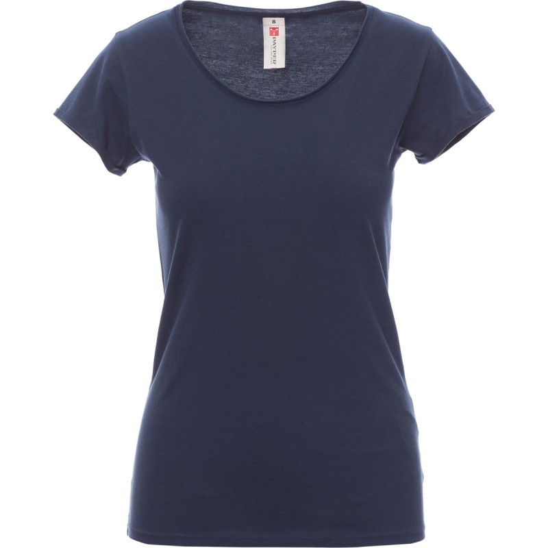 Sound+Lady - T-shirt con scollo ampio in cotone donna - blu denim