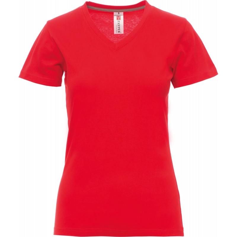 V-Neck Lady - T-shirt collo a V in cotone donna - rosso