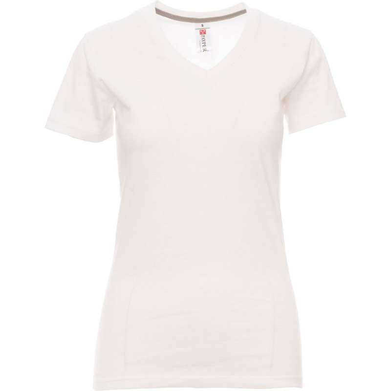 V-Neck Lady - T-shirt collo a V in cotone donna - bianco
