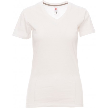 V-Neck Lady - T-shirt collo a V in cotone donna - bianco