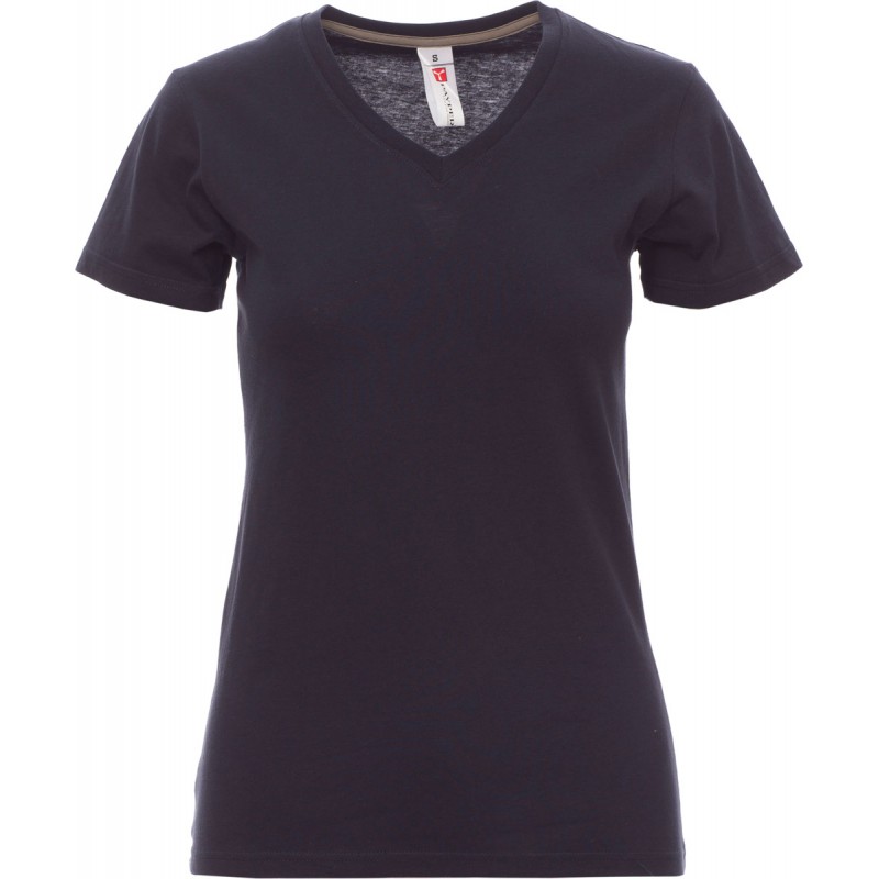 V-Neck Lady - T-shirt collo a V in cotone donna - blu navy