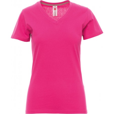 V-Neck Lady - T-shirt collo a V in cotone donna - fuxia