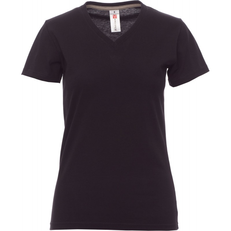 V-Neck Lady - T-shirt collo a V in cotone donna - nero
