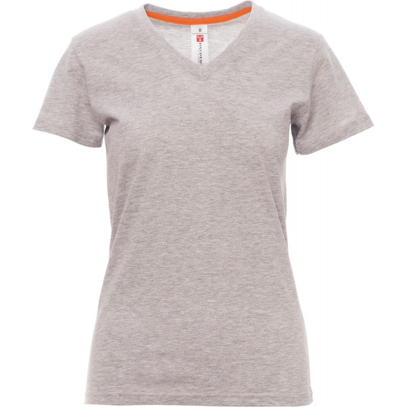 V-Neck Lady Melange - T-shirt collo a V in cotone donna - grigio melange
