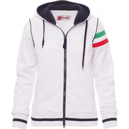 Kansas - Felpa con zip & capuccio donna - bianco