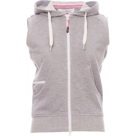 Boxer+ Lady - Felpa senza maniche con zip & cappuccio donna - grigio melange