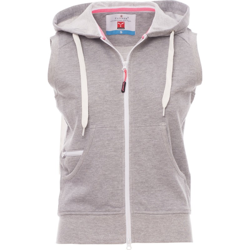 Boxer+ Lady - Felpa senza maniche con zip & cappuccio donna - grigio melange