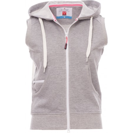 Boxer+ Lady - Felpa senza maniche con zip & cappuccio donna - grigio melange