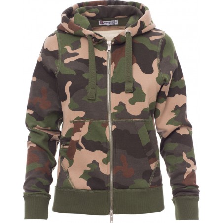 London Lady - Felpa con zip & cappucio donna - mimetico melange