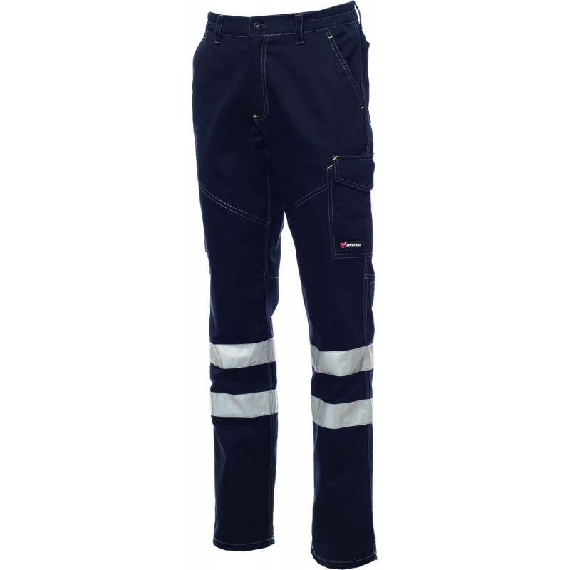 Worker Reflex - Pantalone multitasche con bande riflettenti unisex - blu navy