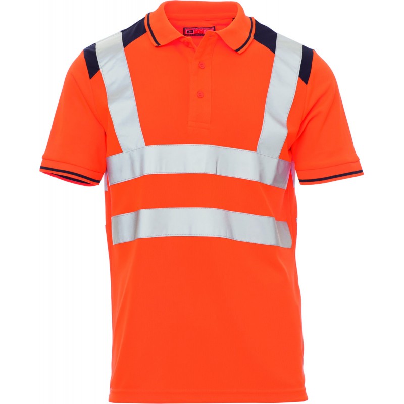 Guard+ - Polo ad alta visibilità con bande riflettenti - arancione fluo
