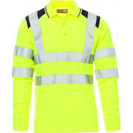 Guard+Winter - Polo manica lunga ad alta visibilità con bande riflettenti - giallo fluo