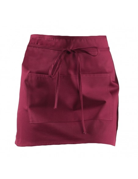 Basic Half Apron With Pocket - Grembiule Bar - rosso bordeaux