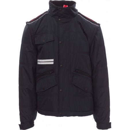 Fighter 2.0 - Giubbotto con cappuccio e maniche staccabili- Interno imbottito in pile - blu navy/rosso