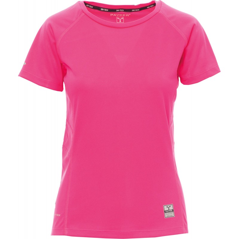 Running Lady - T-shirt tecnica con inserti riflettenti donna - fuxia fluo