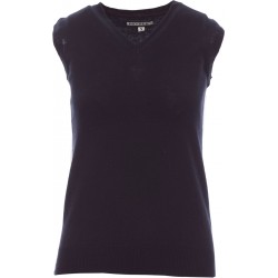 Desk Lady - Maglioncino smanicato con collo a V donna - blu navy
