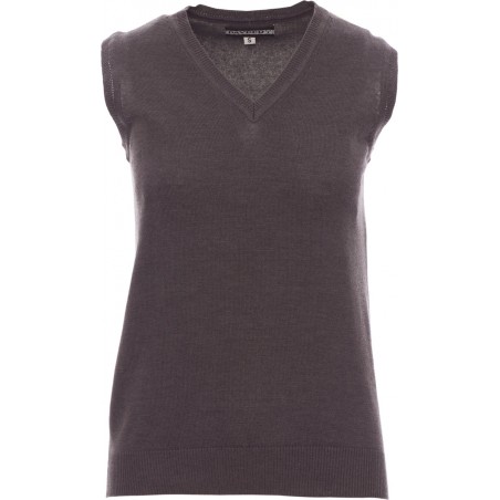 Desk Lady Melange - Maglioncino smanicato con collo a V donna - grigio cenere melange